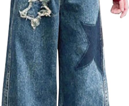 5-14 yrs Kids Girls Jeans Distressed Elastic Waist Baggy Denim Wide Leg Pants Trousers