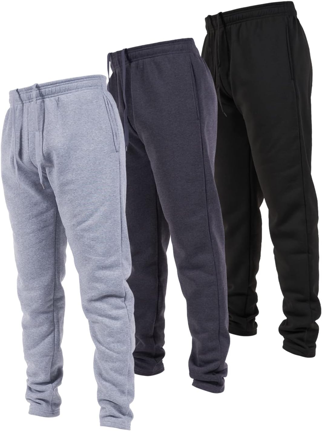 Ultra Performance 3 Pack Mens Open Bottom Sweatpants with Pockets, Casual Sweatpants for Men