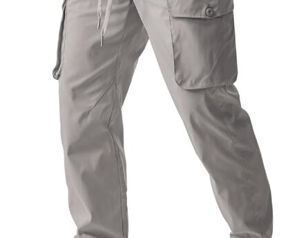 JMIERR Men’s Casual Cargo Joggers Pants Stretch Elastic Waist Drawstring Tapered Sweatpants with Pockets