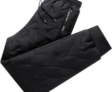 Men’s Fleece Sweatpants Casual Loose Fit Cargo Pants Elastic Waist Lounge Pants Tapered Joggers with Pockets