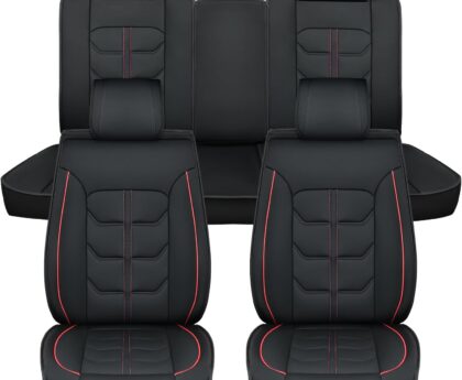 Nilight Car Seat Covers Custom Fit 2007-2024 Jeep Wrangler JK JL 4-Door Waterproof Leather Cushion Full Set with Split Bench 40/60 for Unlimited Sahara Rubicon Willys Chief Moab