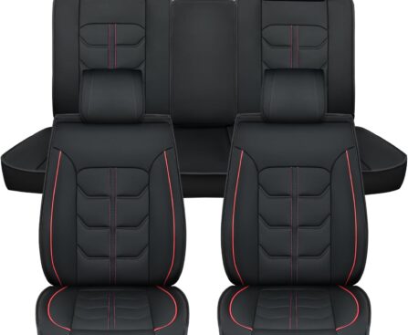 Nilight Car Seat Covers Custom Fit 2007-2024 Jeep Wrangler JK JL 4-Door Waterproof Leather Cushion Full Set with Split Bench 40/60 for Unlimited Sahara Rubicon Willys Chief Moab