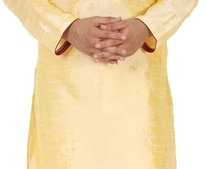 SKAVIJ Men’s Tunic Art Silk Kurta Pajama Set Indian Ethnic Dress Suit