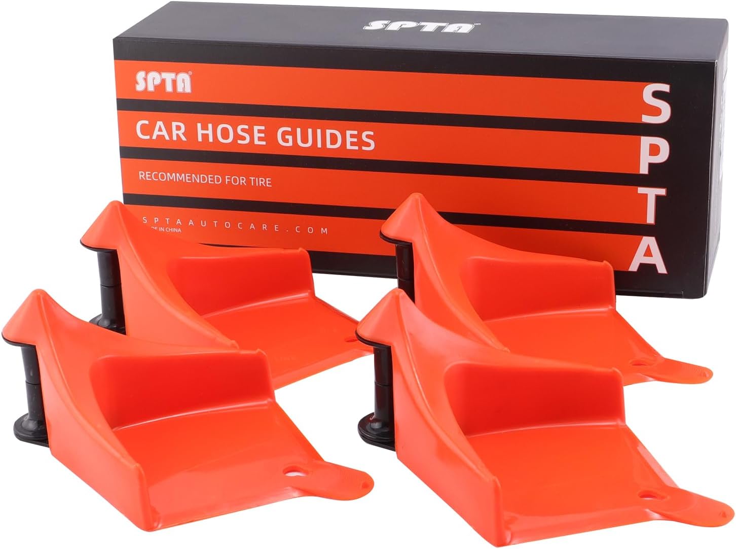 SPTA Car Hose Guide, 4pcs Automatic Plastic Hose Guides, Car Wheel Rolling System Tool, Preventing Stucking and Snagging Under Tires, for Car, Motorcycle and Truck Tires -HWPFC12-4