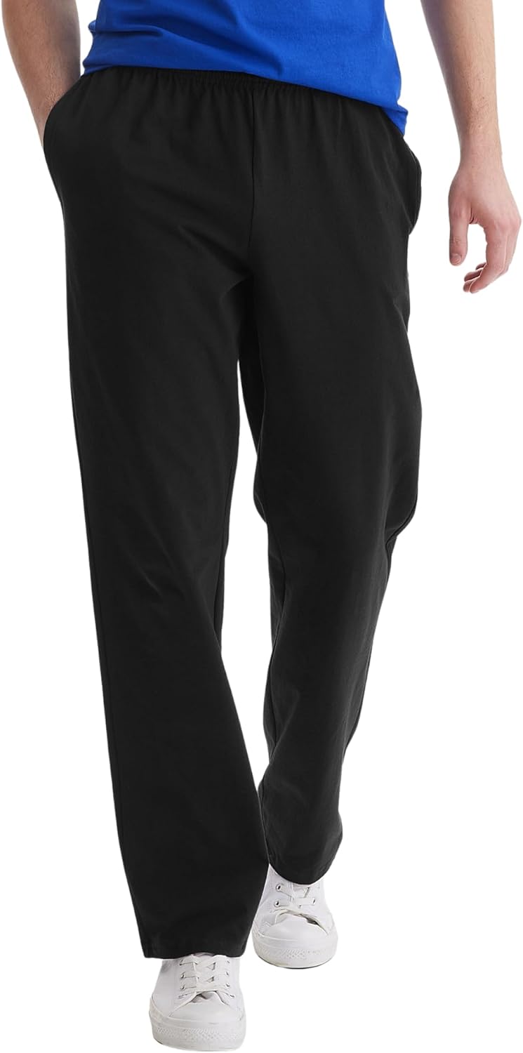 Hanes Men’s Essentials Jersey Sweatpants, Cotton Lounge Pants with Pockets for Men, 32” Inseam