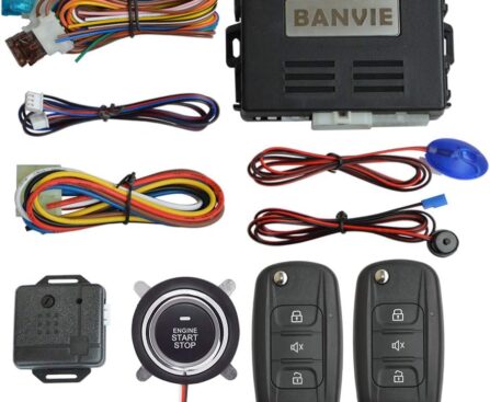 BANVIE Car Alarm System with Remote Start & Push to Start Ignition Kit Engine Button