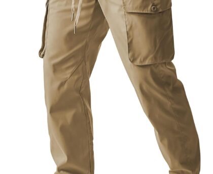 JMIERR Men’s Casual Cargo Joggers Pants Stretch Elastic Waist Drawstring Tapered Sweatpants with Pockets