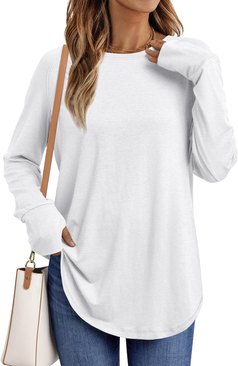 AUTOMET Womens Long Sleeve Shirts Crew Neck Casual Tshirts Fall Fashion Tops Loose Fit Lightweight Y2k Outfits Clothes