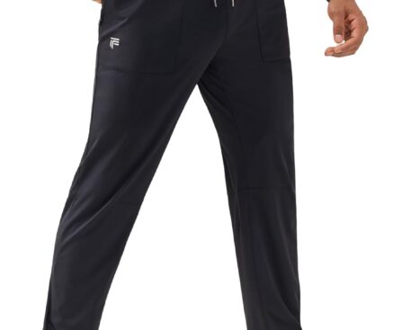 Mens Workout Pants Lightweight Athletic Joggers with Zipper Pockets Quick Dry Tapered Track Sweatpants Running Gym