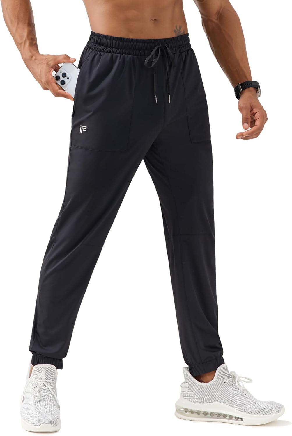 Mens Workout Pants Lightweight Athletic Joggers with Zipper Pockets Quick Dry Tapered Track Sweatpants Running Gym