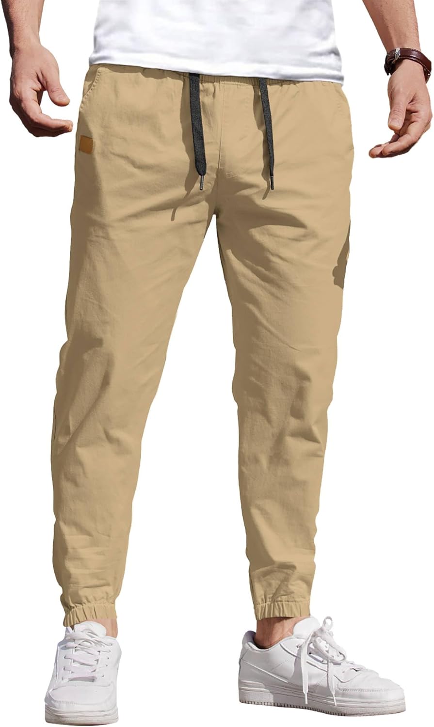 COOFANDY Mens Casual Joggers Pants Cotton Chino Cargo Sweatpants Hiking Outdoor Track Drawstring Pants