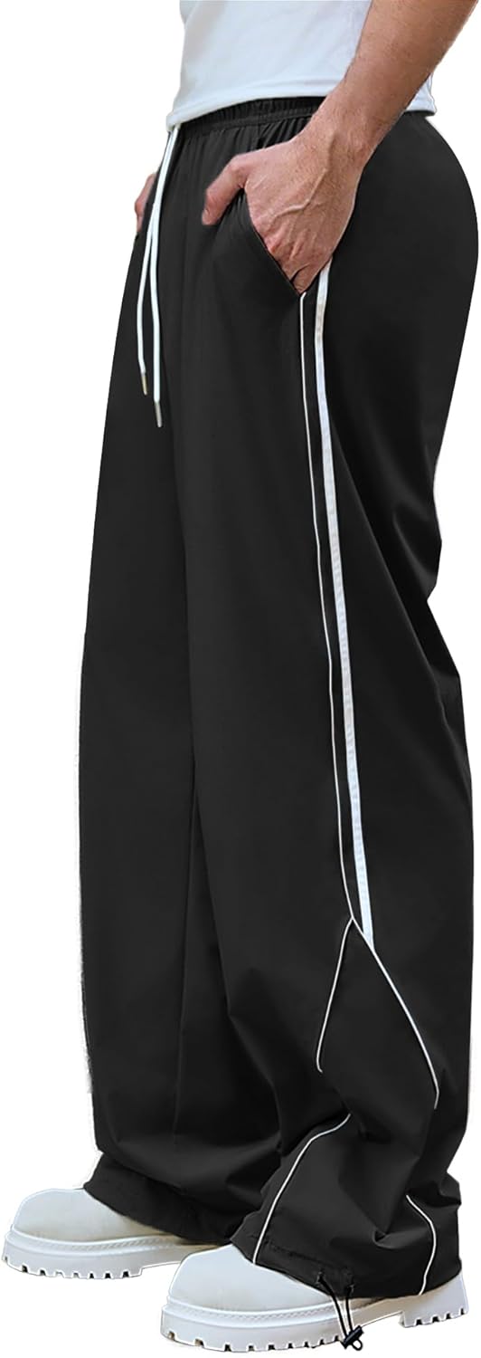Susclude Mens Baggy Sweatpants Wide Leg Y2k Track Pants Fall Windbreak Stretch Casual Pants for 2025 Trendy Streetwear