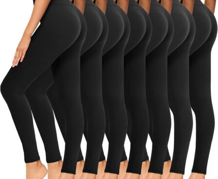 Syrinx 7 Pack Leggings for Women – High Waisted Tummy Control Soft Yoga Pants for Workout Running