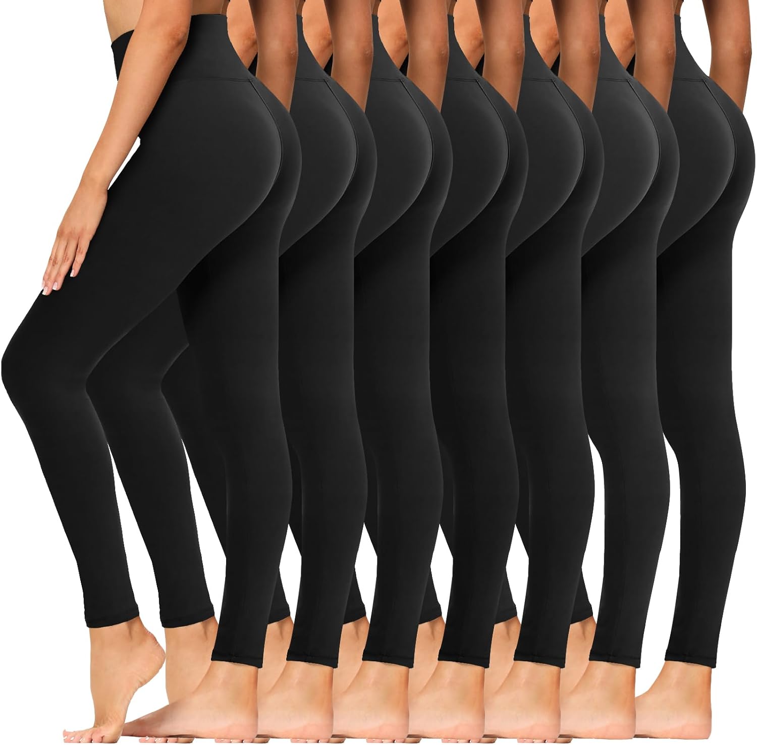 Syrinx 7 Pack Leggings for Women – High Waisted Tummy Control Soft Yoga Pants for Workout Running