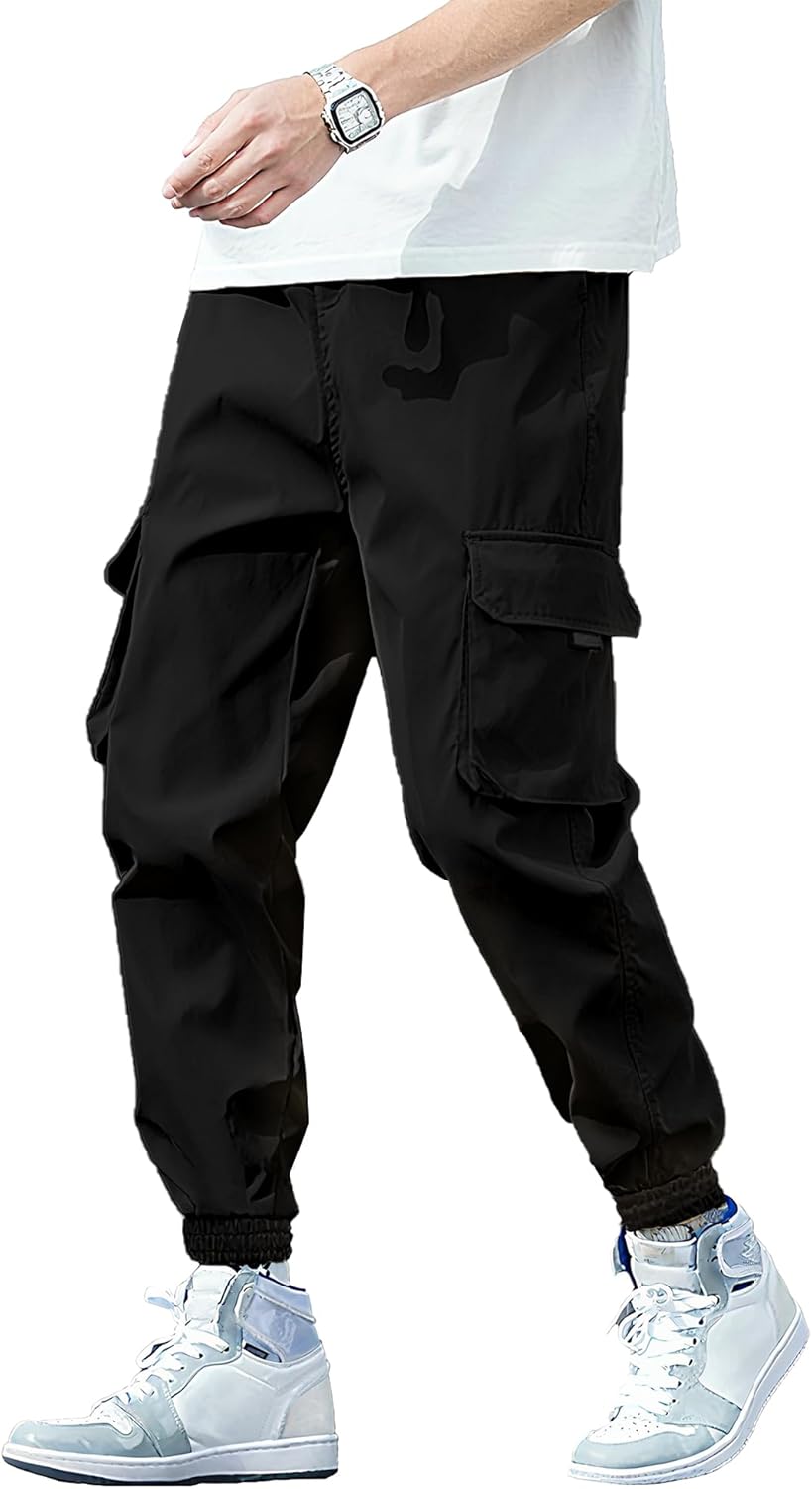 HOTake Men’s Stretch Cotton Cargo Pants Elastic Waist Cargo Joggers