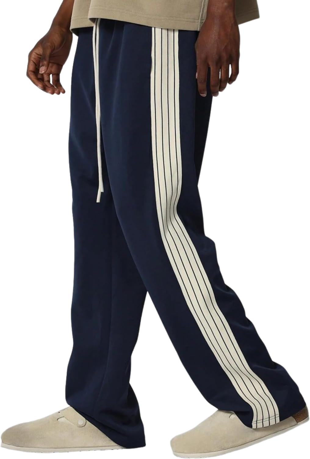 ZAFUL Men’s Baggy Sweapants Y2k Pants Side Stripe Drawstring Wide Leg Lounge Track Pants Workout Trousers