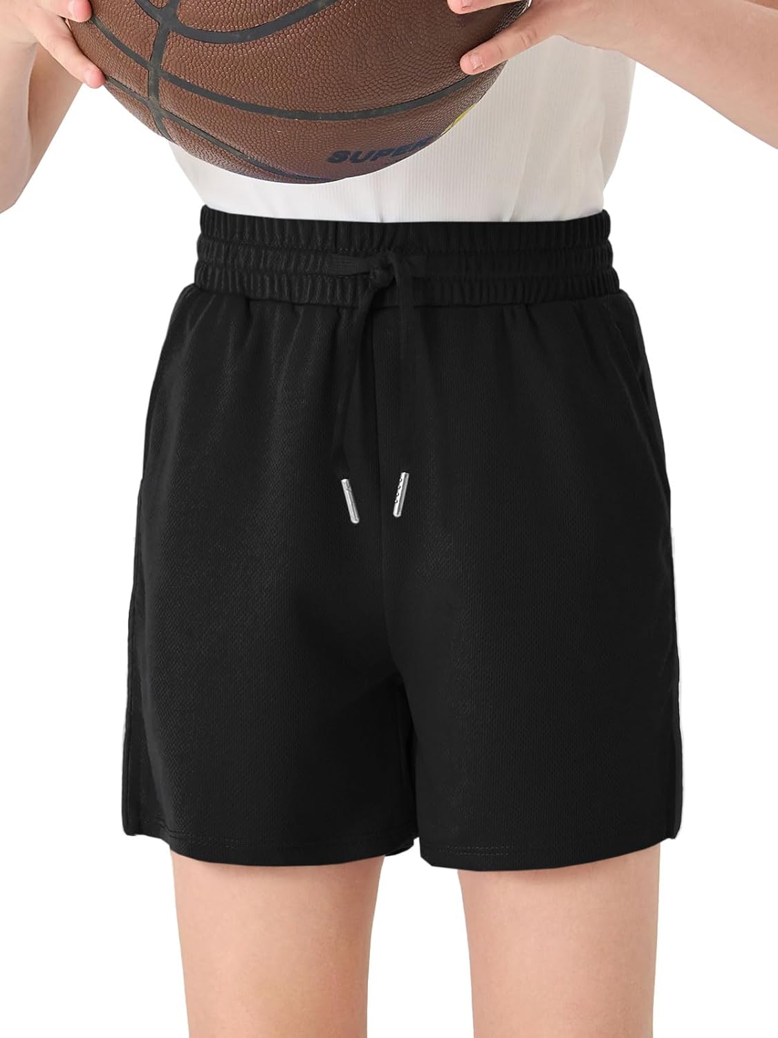 Haloumoning Boys Mesh Athletic Shorts Kids Quick Dry Side Slit Basketball Gym Shorts with Pockets 5-14 Years