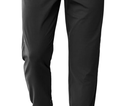 PINSPARK Men’s Joggers with Zipper Pockets Stretch Lightweight Athletic Track Pants Gym Quick Dry Workout Pants for Men