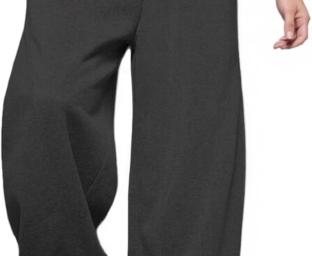 Men’s Baggy Sweatpants with Elastic Drawstring Waist, Wide-Leg Casual Loose Cotton Joggers with Deep Pockets