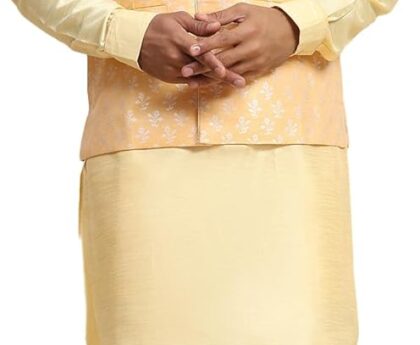 Pro-Ethic Style Developer Men’s Kurta Set with Printed Nehru Jacket (Waistcoat) Indian Festive Wedding Dress for Men (C-109)