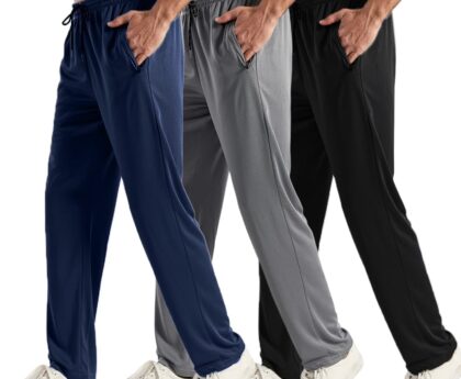 3PC or 5PC Men’s Zipper Jogger Pants, Breathable & Flexible Fit, Comfortable for Sports & Casual Wear, Sweatpants for Men