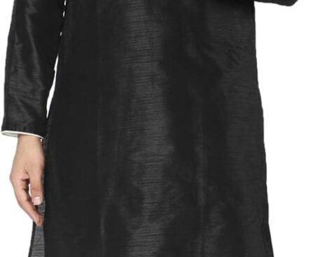 SKAVIJ Mens Indian Kurta Pajama Set Art Silk Evening Attire Casual Trendy Regular Fit Outfit