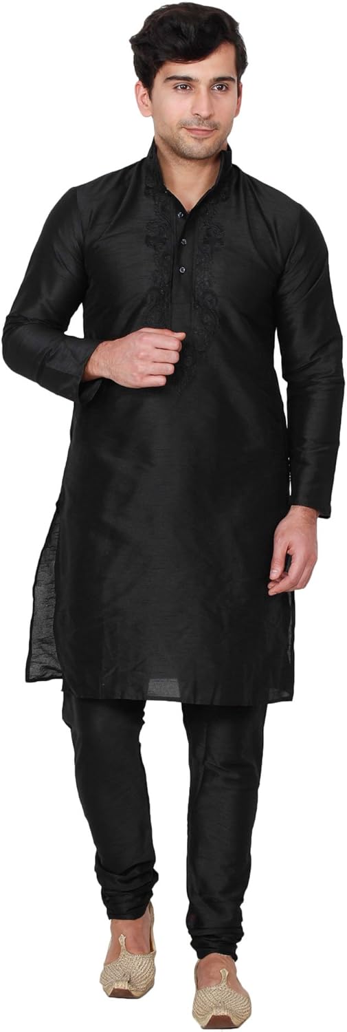 Maple Clothing Men’s Art Silk Indian Kurta Set Wedding Wear Clothing