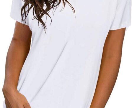 Saloogoe Womens Loose Fit Tshirts Short Sleeve Summer Tops Casual Workout Yoga Tunic T Shirts Tops