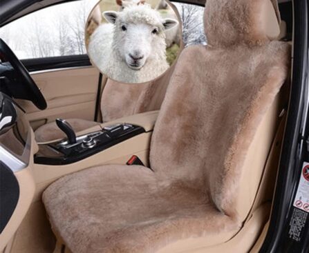 Real Genuine Sheepskin Seat Covers for Cars SUV Trucks Van RV Front Seats Sheepskin Car Seat Covers Sheepskin Automotive Seat Covers Fuzzy Fleece Fur Car Seat Covers Universal (1 Piece)