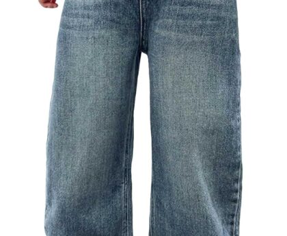 Verdusa Boys Jeans Baggy Straight Leg Elastic Waist Loose Denim Pants with Pockets