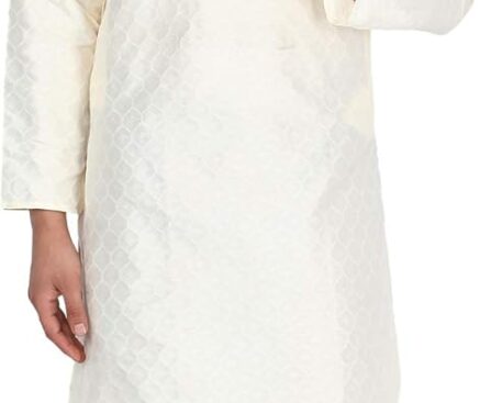 SKAVIJ Men’s Tunic Art Silk Indian Kurta Pajama Wedding Party Festive Season Dress Suit