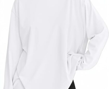 Womens Oversized Long Sleeve Shirts Trendy Crew Neck Baggy Active Basic Tee Spring Workout Tops Y2k Clothing
