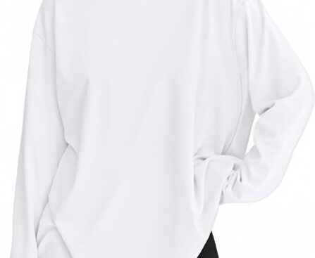 Womens Oversized Long Sleeve Shirts Trendy Crew Neck Baggy Active Basic Tee Spring Workout Tops Y2k Clothing