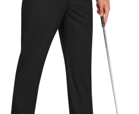 Mens Golf Pants Stretch Casual Dress Pants Elastic Drawstring Slacks for Men Lightweight Trousers with 5 Pockets