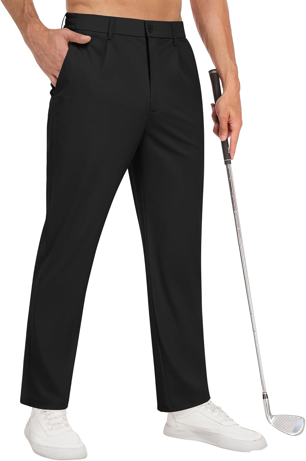 Mens Golf Pants Stretch Casual Dress Pants Elastic Drawstring Slacks for Men Lightweight Trousers with 5 Pockets