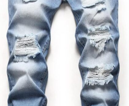 Boy’s Skinny Fit Ripped Destroyed Distressed Stretch Slim Jeans Pants