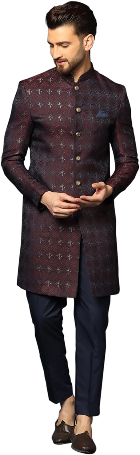 KISAH Men’s Sherwani Set – Traditional Indian Ethnic Wear for Men – Ideal for Weddings, Festivals & Celebrations