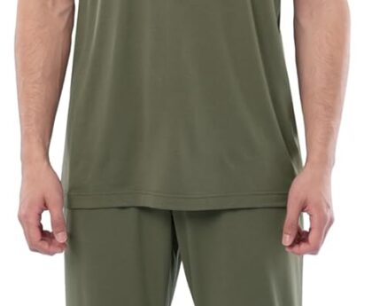 Fruit of the Loom mens 360 Stretch Crewneck Top and Jogger Pant Sleep Pajama Set