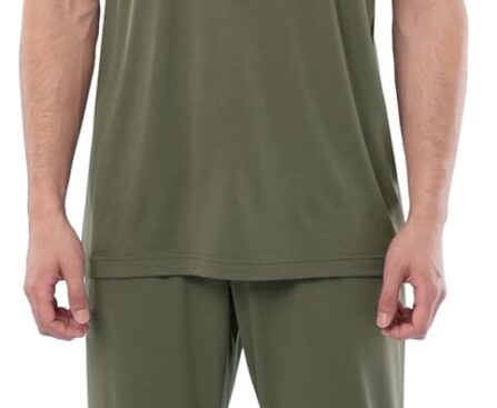 Fruit of the Loom mens 360 Stretch Crewneck Top and Jogger Pant Sleep Pajama Set