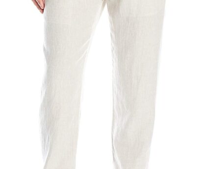 Perry Ellis mens 100% Linen Drawstring Casual Pants for Men, Regular Fit, Lightweight (Waist Size 29-54 Big & Tall)