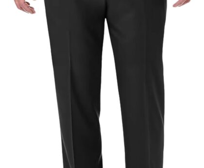 Men’s No Iron Pleated Dress Pants Expandable Waist Regular Fit Premium Comfort Slacks