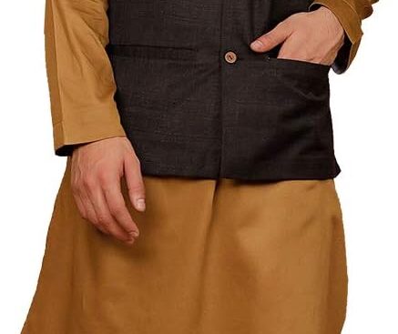 Elina fashion Men’s Kurta with Jacket, Solid Color, Cotton Fabric, Nehru Style, Solid Pattern, Party Wear