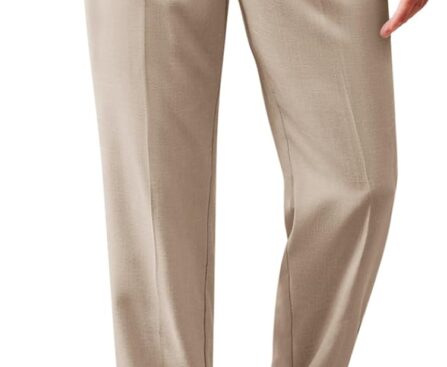 Runcati Mens Casual Pants Elastic Waist Lightweight Loose Fit Pleated Slacks Summer Beach Yoga Trousers