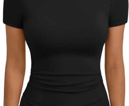 AUTOMET Womens Short Sleeve T Shirts Basic Summer 2025 Workout Tops Crew Neck Gym Crop Tops Trendy Y2K Clothes