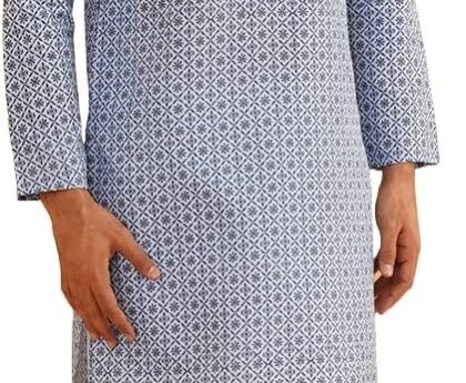Sojanya (Since 1958 Men’S Cotton Linen Foil Printed Kurta And White Pyjama Set
