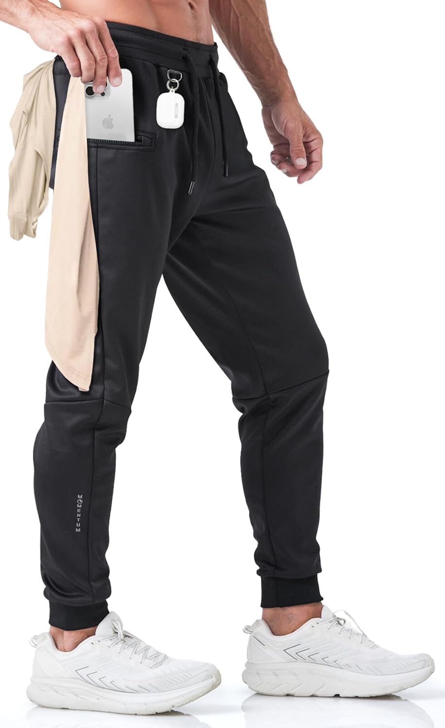 Born Tough Mens Workout Joggers Pants, Tapered Bodybuilding Gym Joggers, Athletic Running Sweatpants with Zipper Pockets
