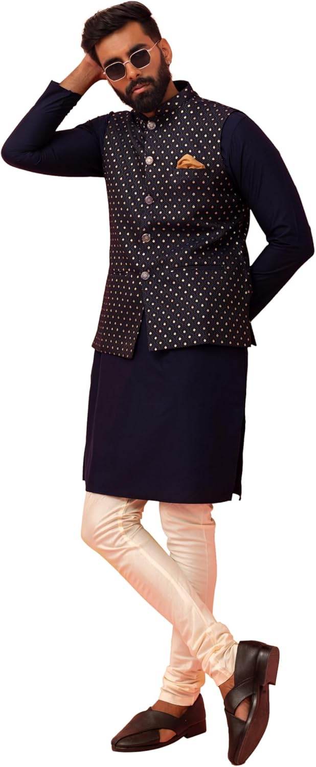 KISAH Men’s Kurta Jacket Set – Traditional Indian Ethnic Wear for Men – Ideal for Weddings, Festivals & Celebrations