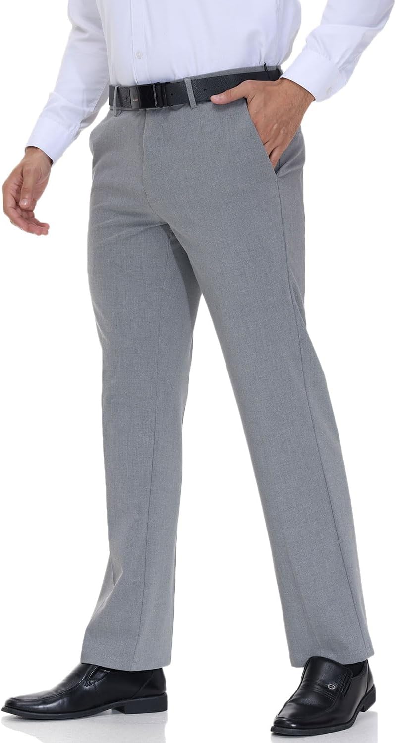Soojun Men’s Modern Fit Flex Flat Front Dress Pants