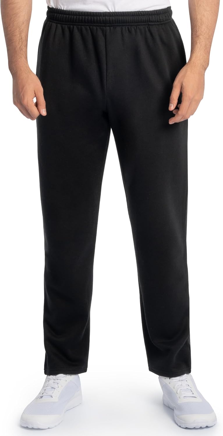 Fruit of the Loom Mens Eversoft Fleece Open Bottom Sweatpants with Pockets, Relaxed Fit, Moisture Wicking, Breathable