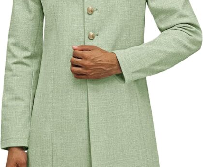 Runcati Mens Kurta Coats Indian Mandarin Collar Attire Ethnic Outfits Wedding Festive Party Clothing Casual Kaftan Robe